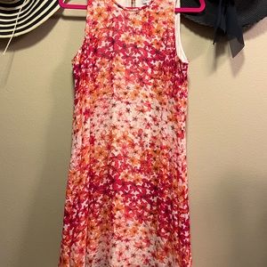 Calvin klein printed sleeveless swing dress sales